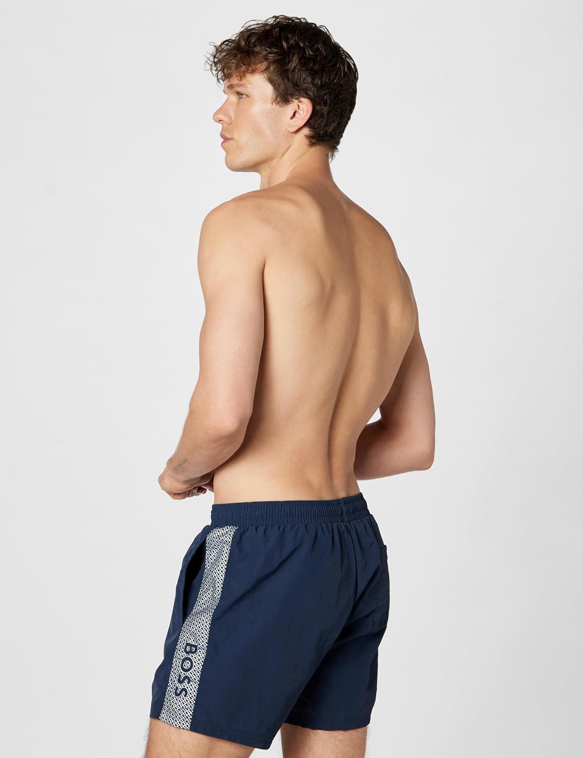 image:imageBOSS Mens Metallic Logo Swim TrunksDark Sapphire Blue