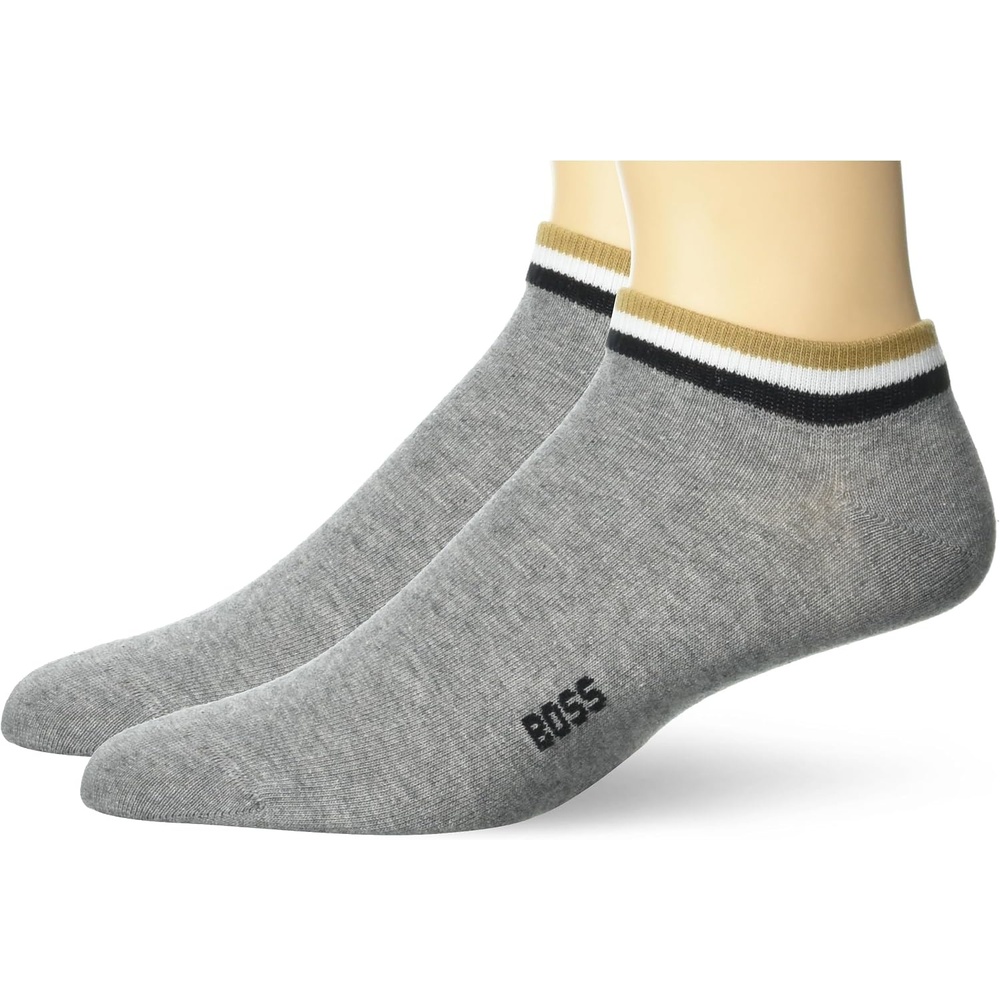 image:imageBOSS Mens 2 Pack Iconic Stripe Ankle Band SocksWild Mushroom Grey