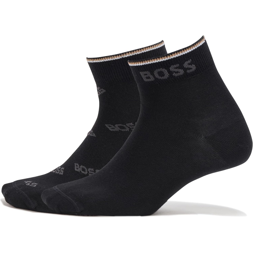 image:imageBOSS Mens 2pack Logo Design Short SocksIconic Black