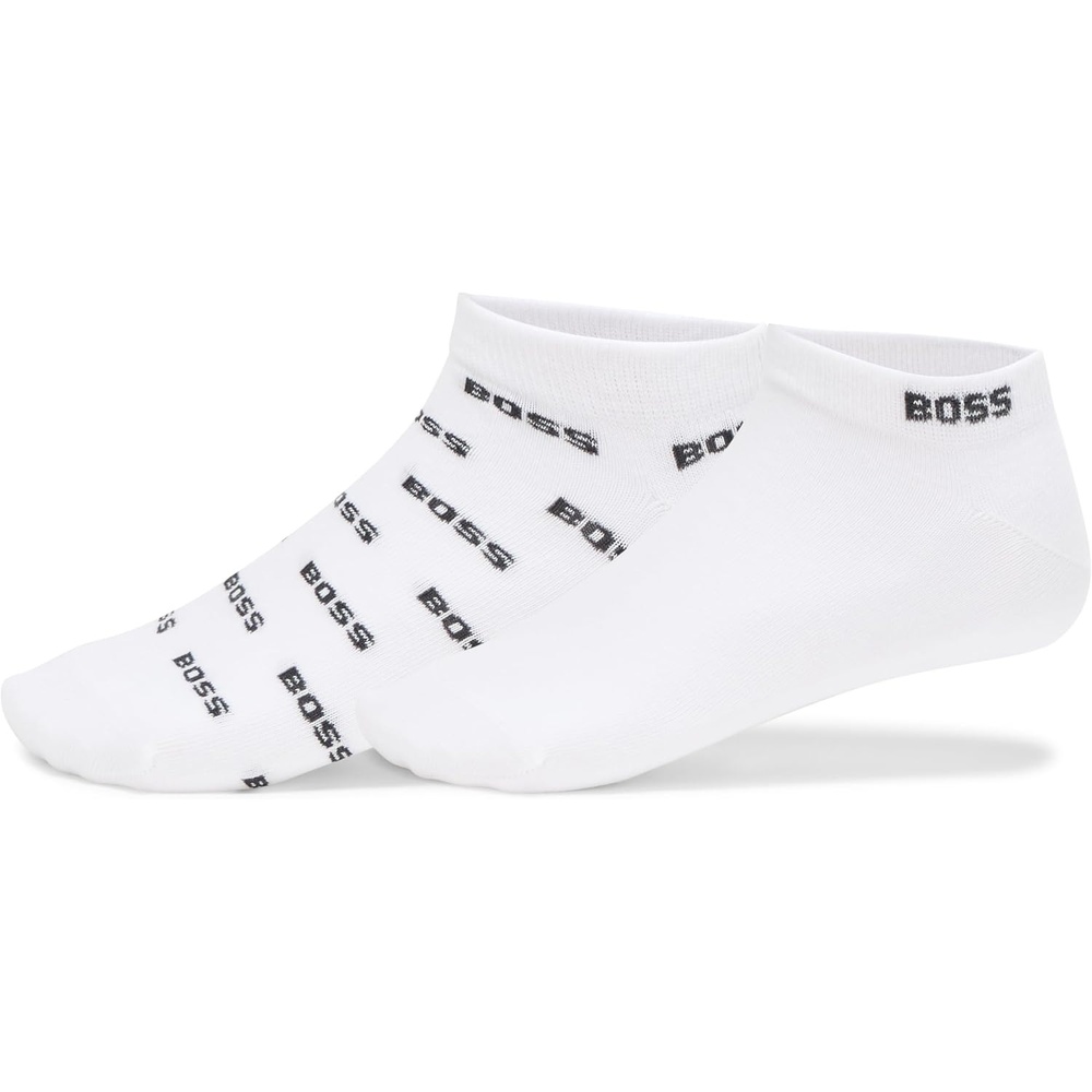 image:imageBOSS Mens 2pair Repeat Logo Cotton Ankle SocksWhite Lychee