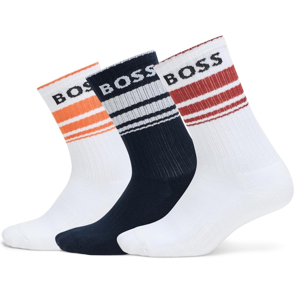 image:imageBOSS Mens 3Pack Bold Logo Solid Cotton SocksCarbon BlackWhiteWhite