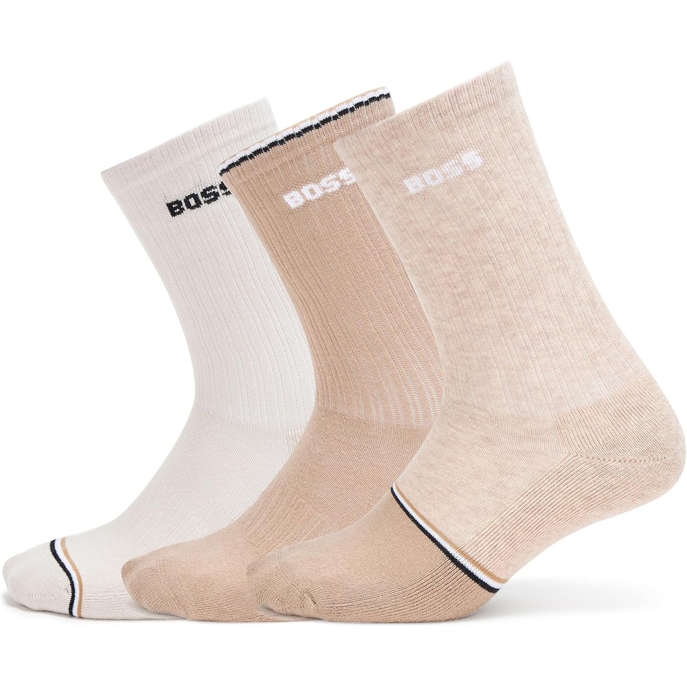image:imageBOSS Mens 3Pack Bold Logo Solid Cotton SocksCashewTanCamel