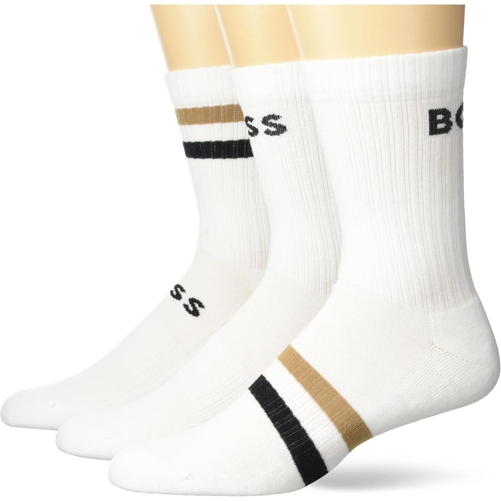 image:imageBOSS Mens 3Pack Bold Logo Solid Cotton SocksWhite Lychee