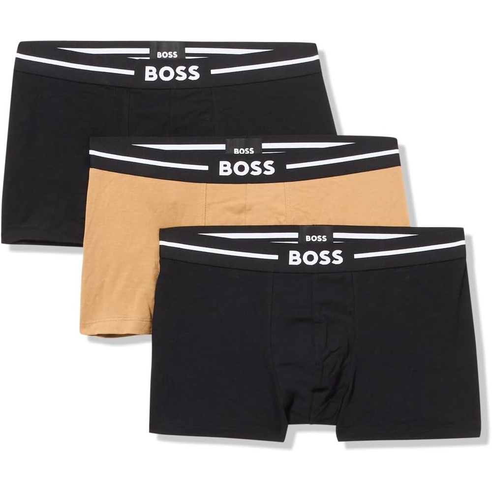 image:imageBOSS Mens 3pack Bold Logo TrunksBlackIconic CamelBlack