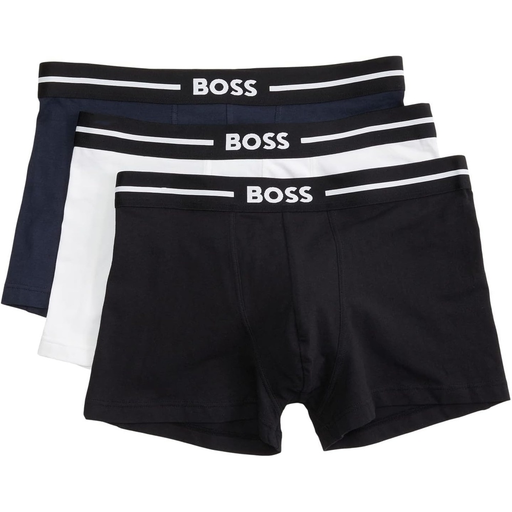 image:imageBOSS Mens 3pack Bold Logo TrunksPeacockSnowNoir