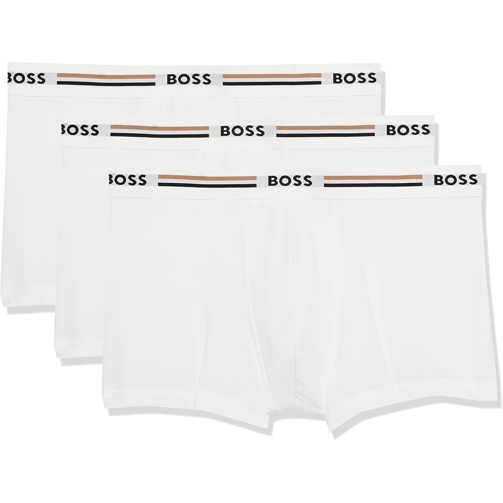 image:imageBOSS Mens 3pack Iconic Stripe Waistband TrunksSalt  Salt  Salt