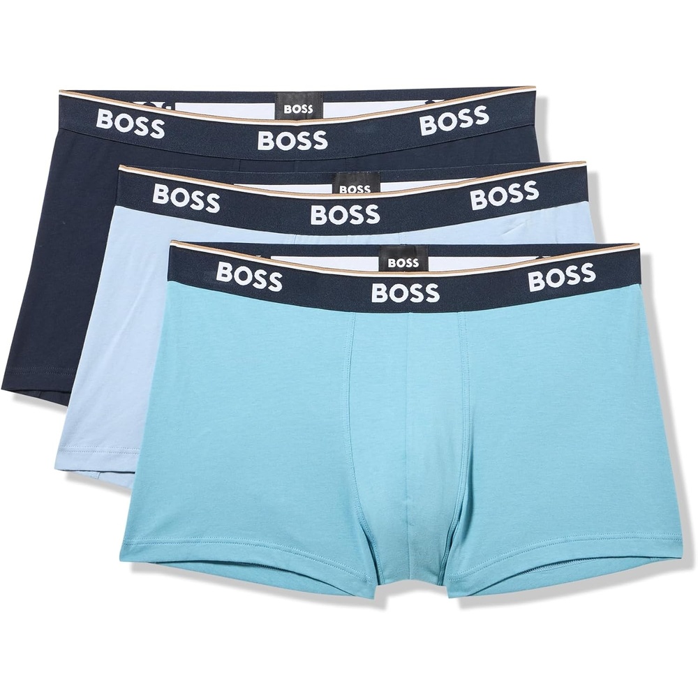 image:imageBOSS Mens 3pack Multi Color Bold Logo TrunksForever BlueBallad BlueNavy