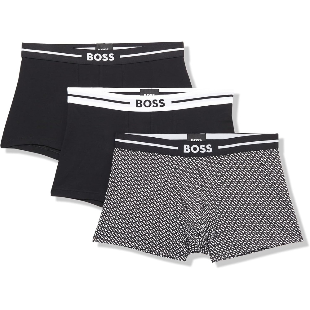 image:imageBOSS Mens 3pack Multi Design Bold Logo TrunksBlack Currant  Bold Black B  Black Currant