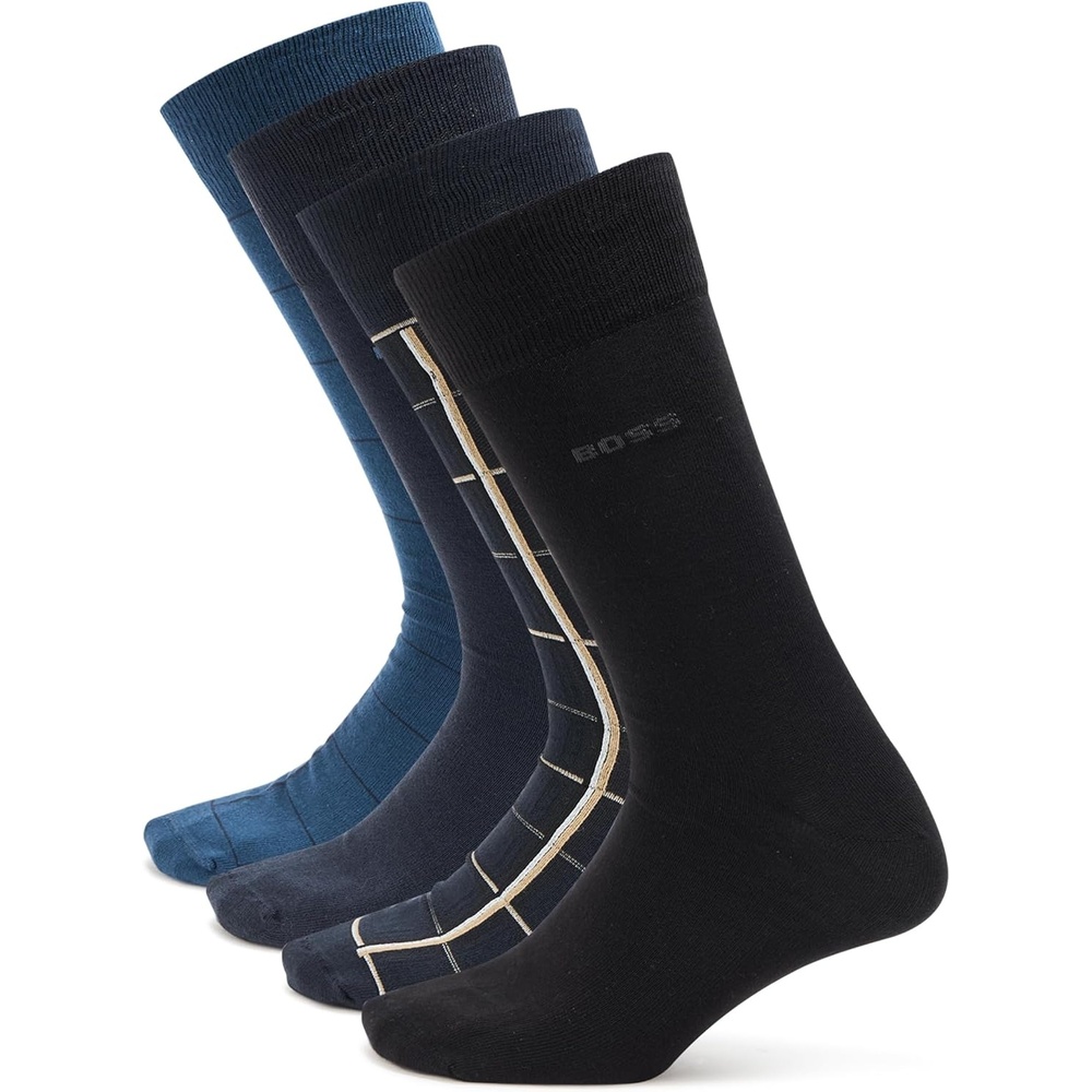 image:imageBOSS Mens 4pack Sold Cotton Socks Gift SetBlue Zone  Black