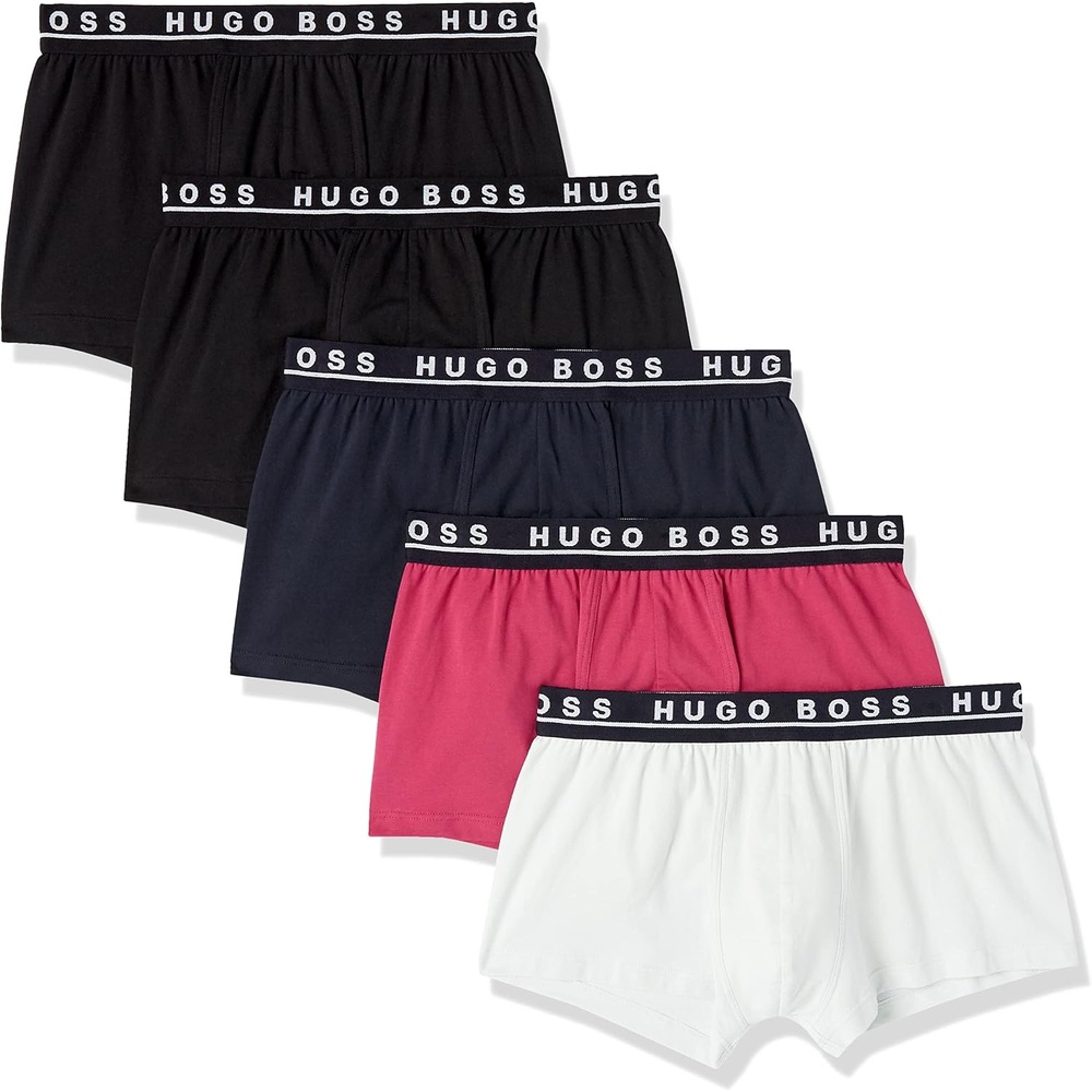 image:imageBOSS Mens 5pack Bold Logo TrunksBlack FogPale GreyStark NavyRed BerryBlack Fog