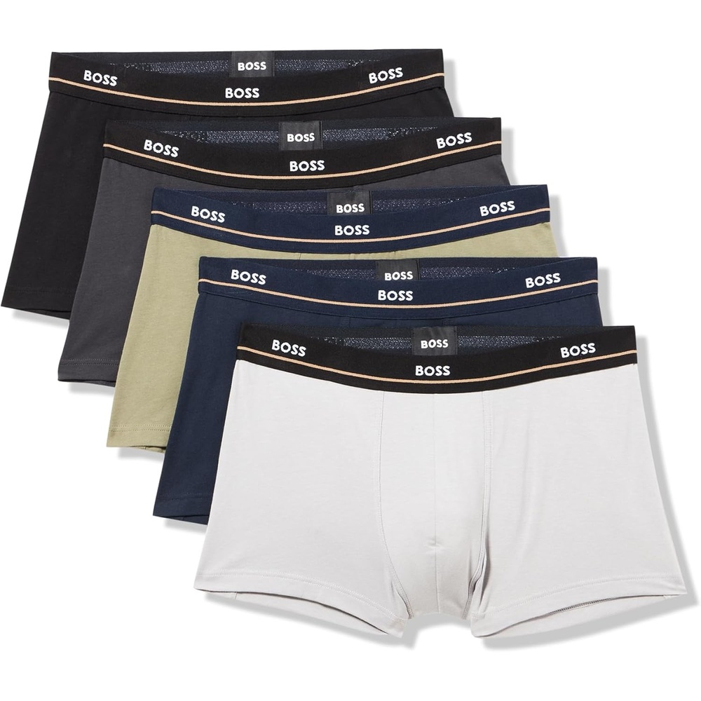 image:imageBOSS Mens 5pack Bold Logo TrunksNavySilverKalamata GreenAsphaltBlack