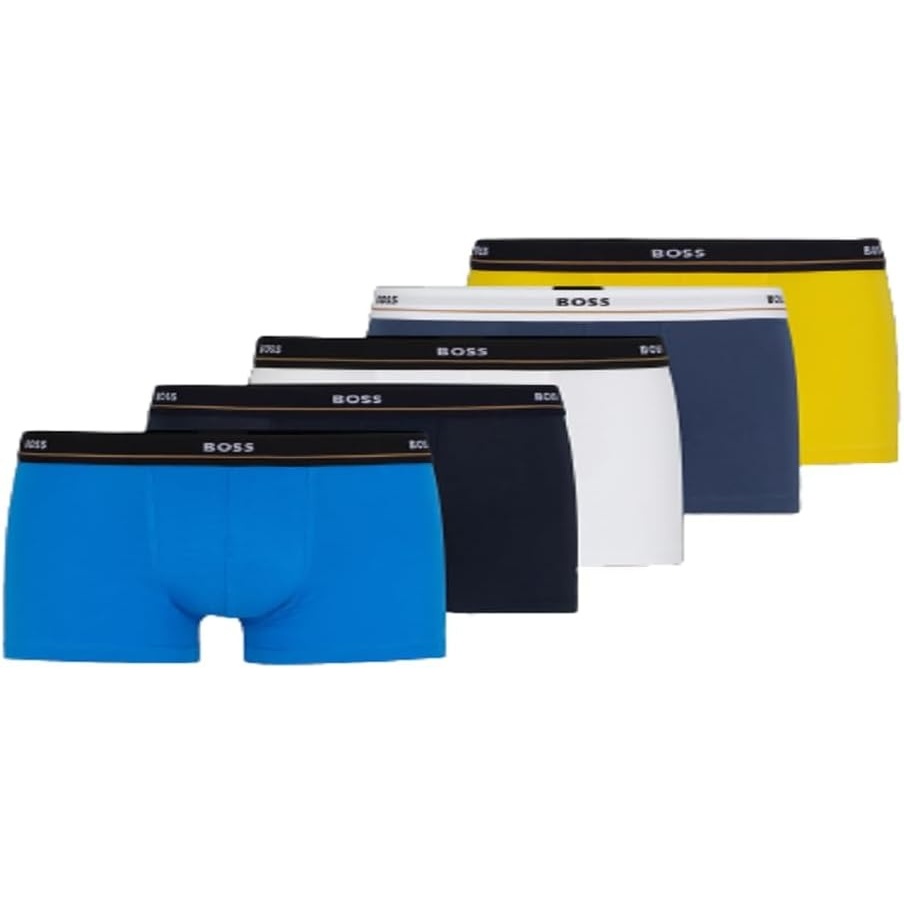 image:imageBOSS Mens 5pack Bold Logo TrunksPitstop BlueSpruce BlueWhiteYellowBlack