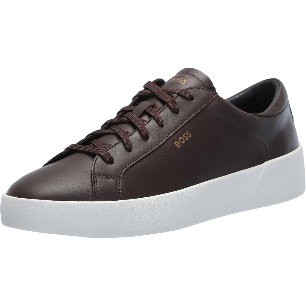 image:imageBOSS Mens Belwar Smooth Leather Low Top SneakerBurgundy Plum