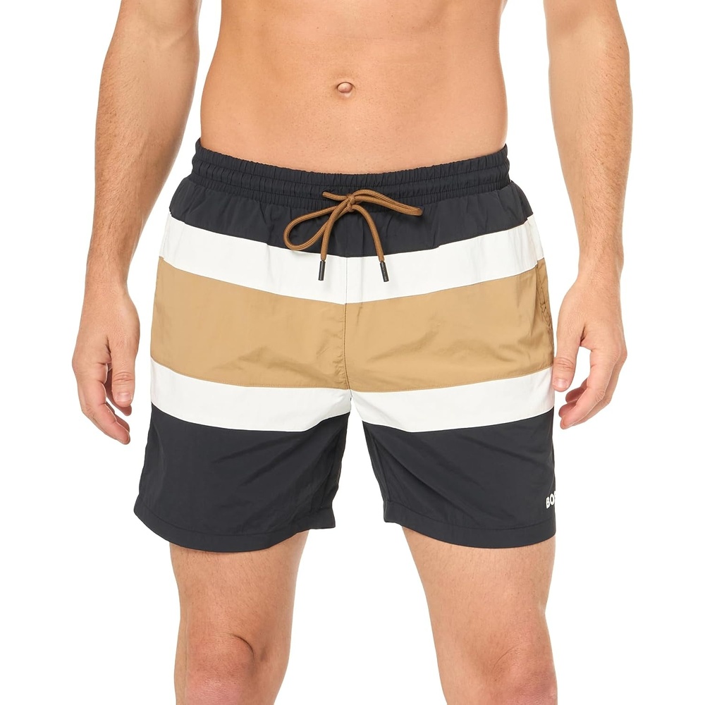 image:imageBOSS Mens Block Stripe Swim TrunksPepper Black