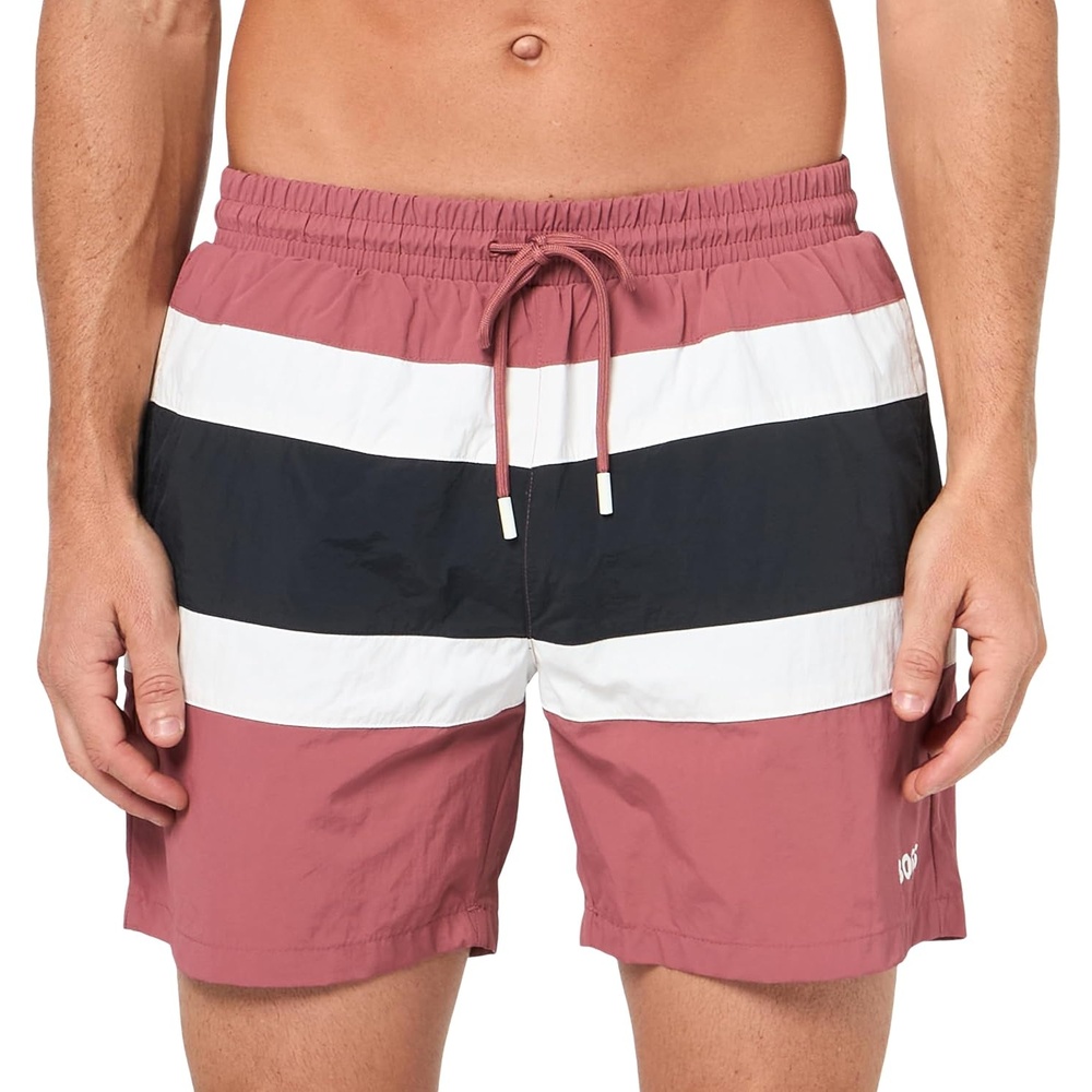image:imageBOSS Mens Block Stripe Swim TrunksRed Potato
