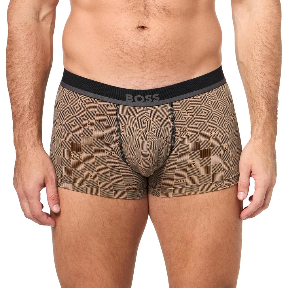 image:imageBOSS Mens Bold Logo 365 Cotton Stretch Trunk UnderwearBlack Gloss Zig Zag