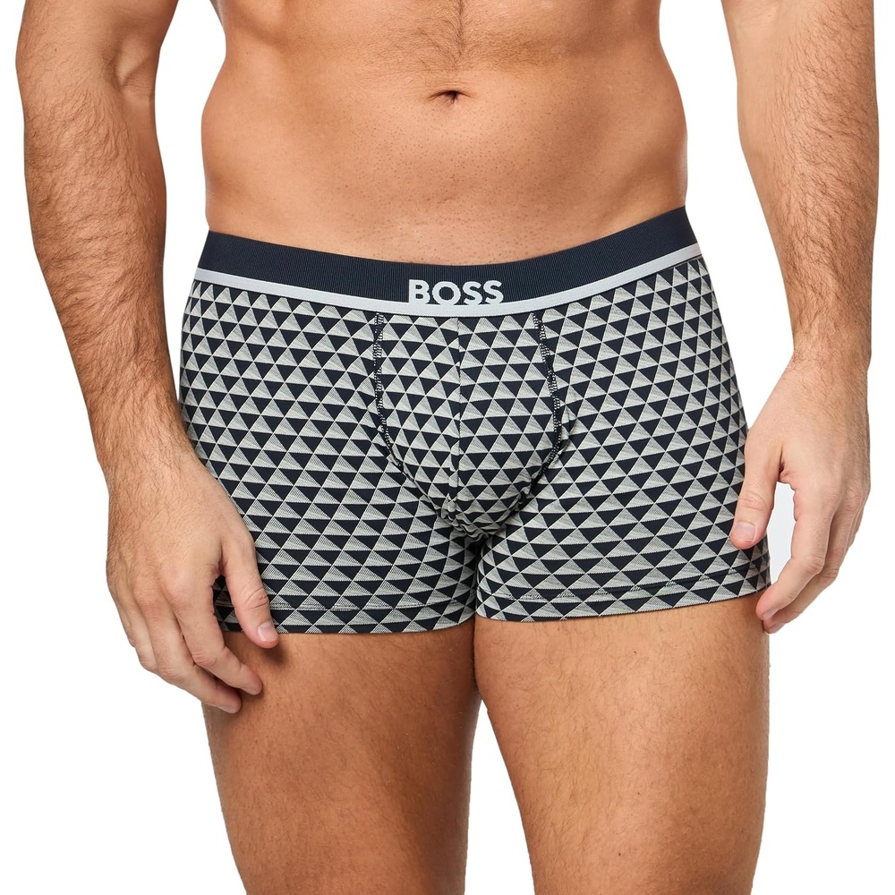 image:imageBOSS Mens Bold Logo 365 Cotton Stretch Trunk UnderwearNavy Geo Print