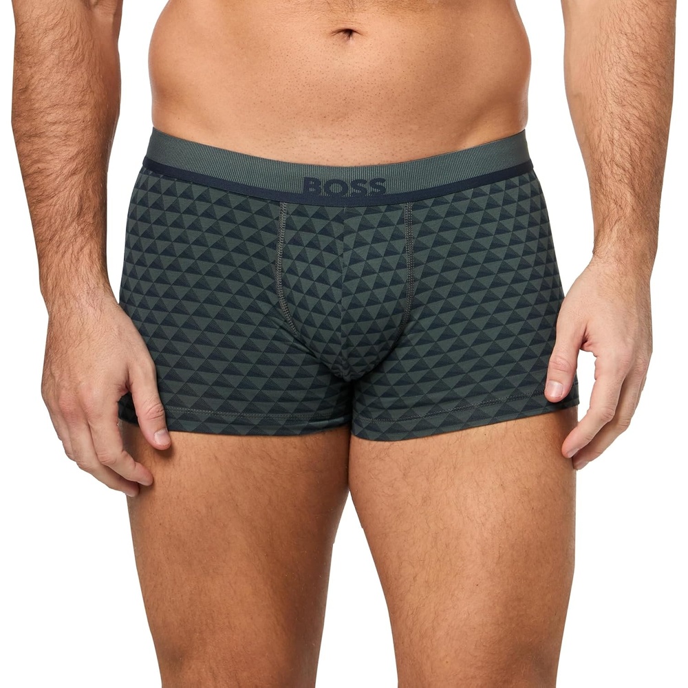 image:imageBOSS Mens Bold Logo 365 Cotton Stretch Trunk UnderwearOlive Geo Print