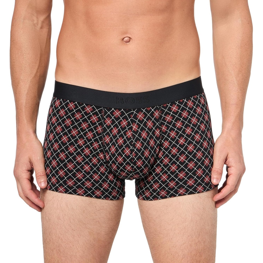 image:imageBOSS Mens Bold Logo Patterned TrunkCrimson Red Jacquard