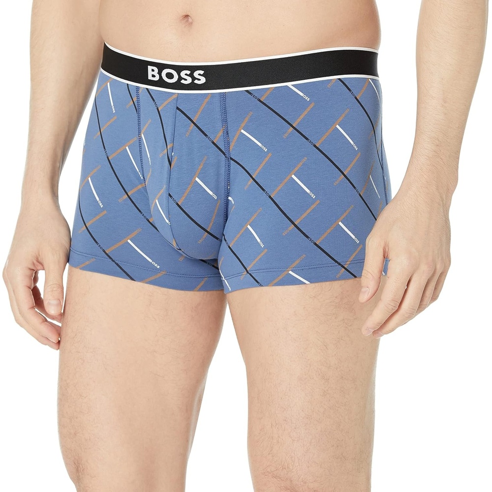 image:imageBOSS Mens Bold Logo Patterned TrunkMedium Dusty Blue  Sepia  Frost White