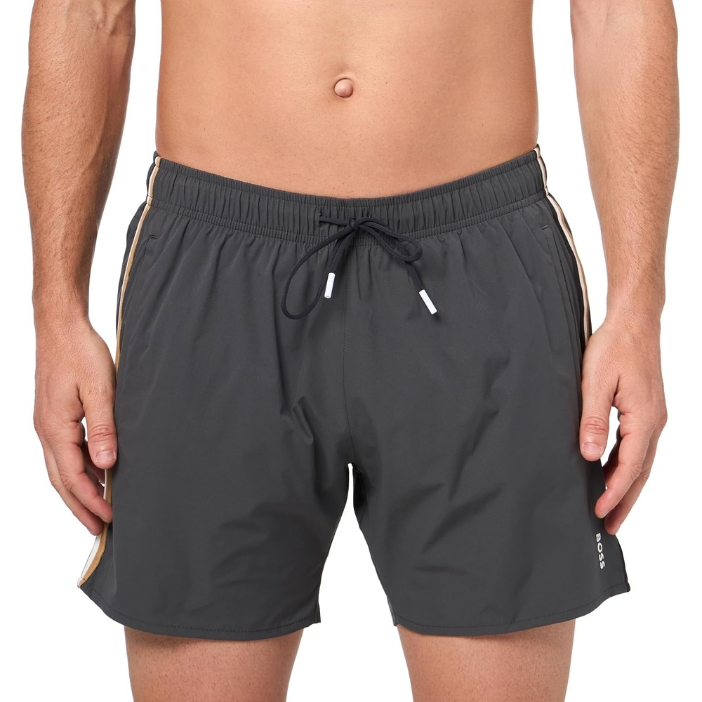 image:imageBOSS Mens Iconic Stripe Swim TrunksLava Smoke