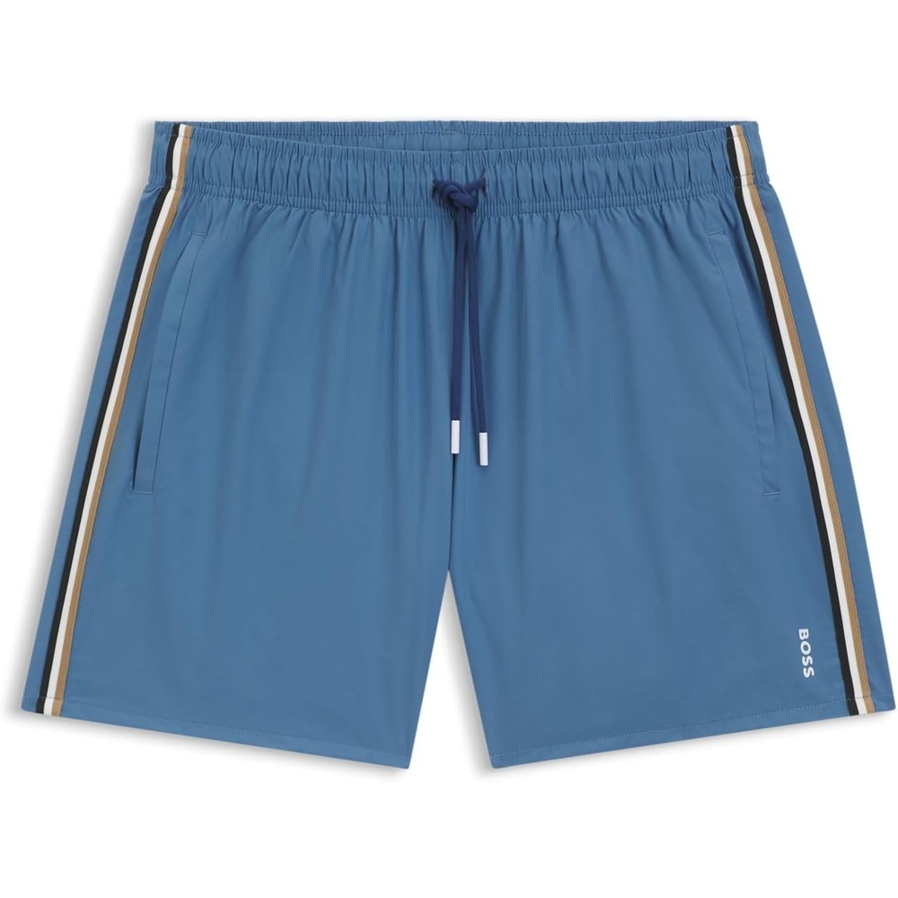 image:imageBOSS Mens Iconic Stripe Swim TrunksLightPastel Blue 458