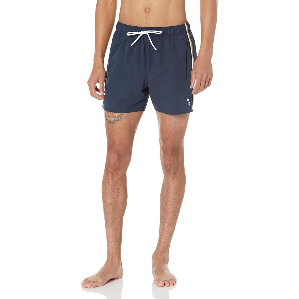 image:imageBOSS Mens Iconic Stripe Swim TrunksRoyal Sky Captain Blue