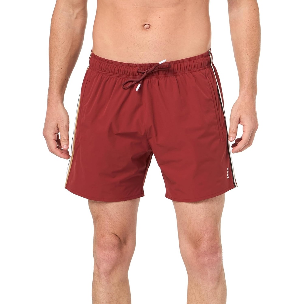 image:imageBOSS Mens Iconic Stripe Swim TrunksRusset Brown