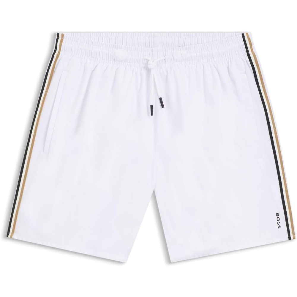 image:imageBOSS Mens Iconic Stripe Swim TrunksWhite100