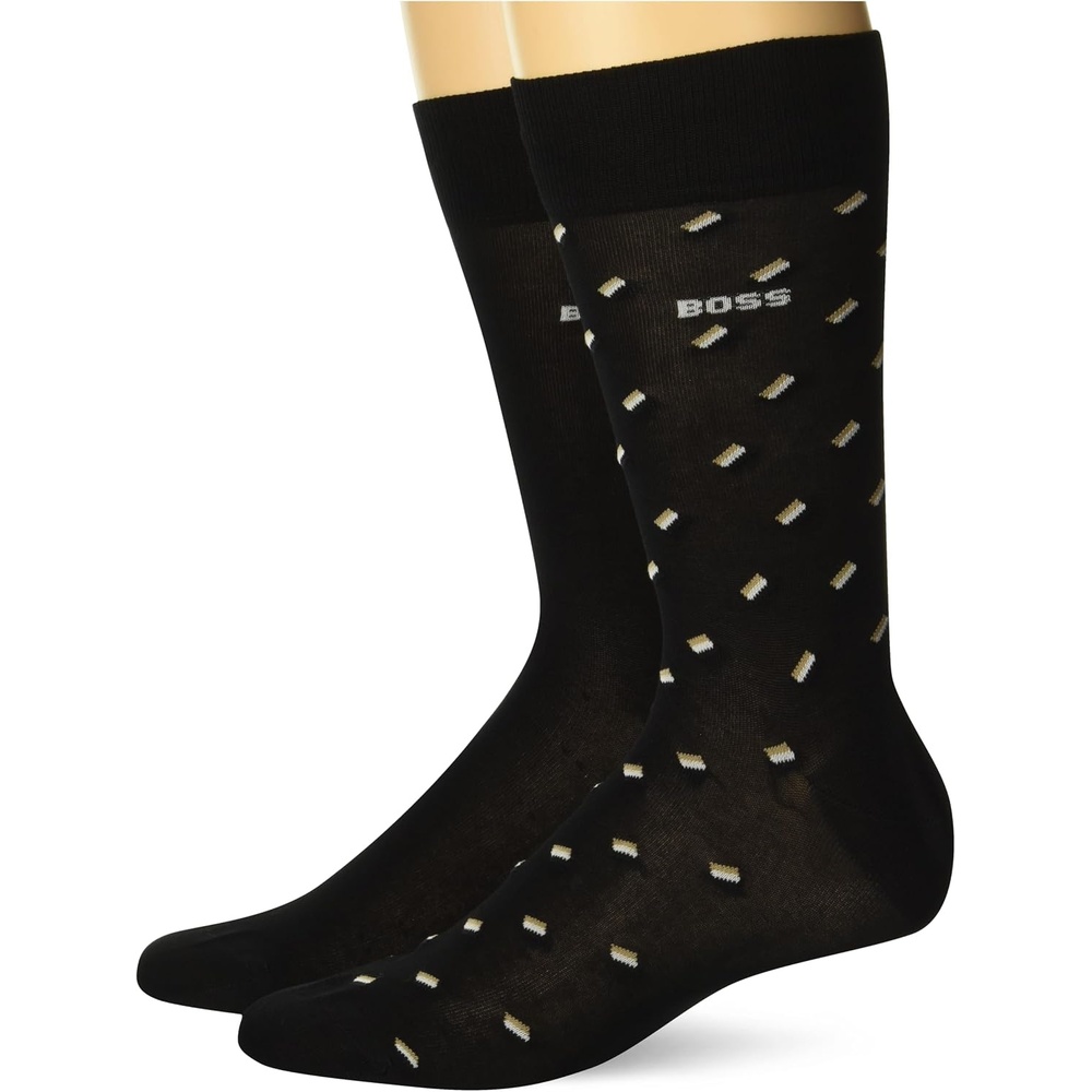 image:imageBOSS Mens Mini Pattern Socks 2PackDeep Black  Iconic Camel