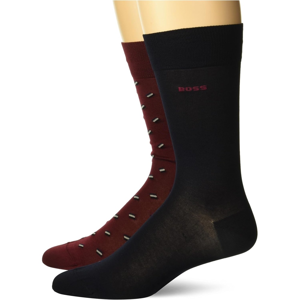 image:imageBOSS Mens Mini Pattern Socks 2PackNavy Blue  Deep Ruby Red