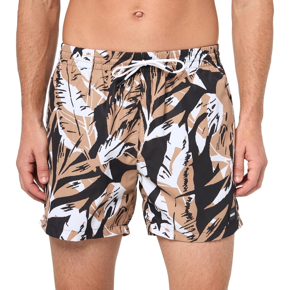 image:imageBOSS Mens Piranha Swim TrunksBlackCamel Floral
