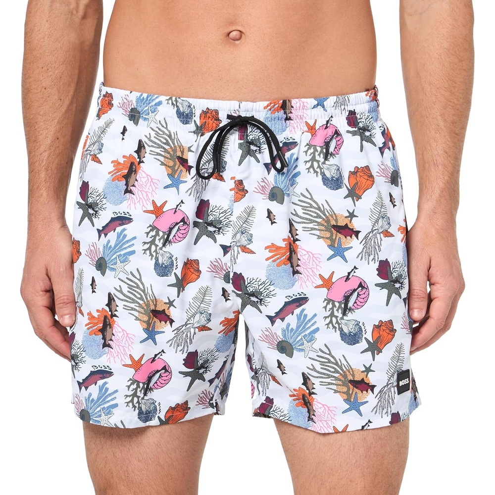 image:imageBOSS Mens Piranha Swim TrunksBright Orange Sea Life