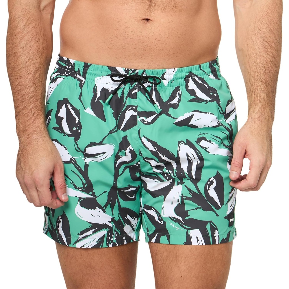 image:imageBOSS Mens Piranha Swim TrunksSea Green Flower
