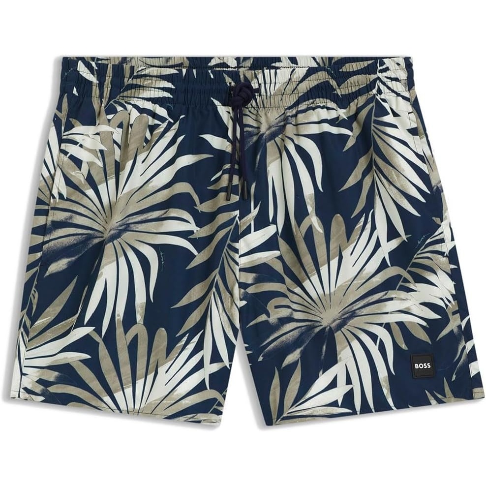 image:imageBOSS Mens Reev Tropical Print Swim Trunks 475Dark Beige 254