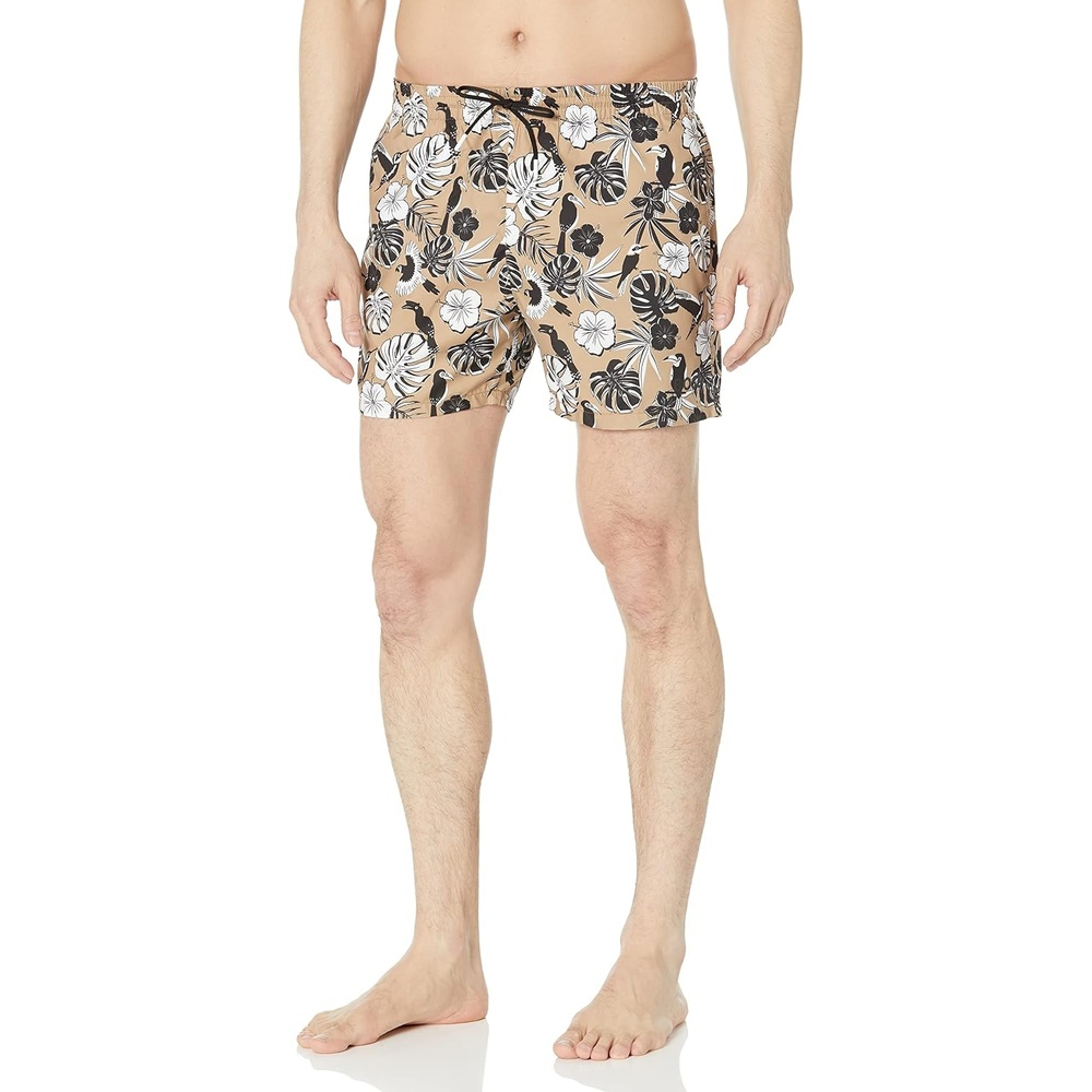 image:imageBOSS Mens Reev Tropical Print Swim Trunks 475Floral Tropical Tan