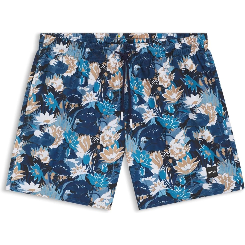 image:imageBOSS Mens Reev Tropical Print Swim Trunks 475LightPastel Blue 451