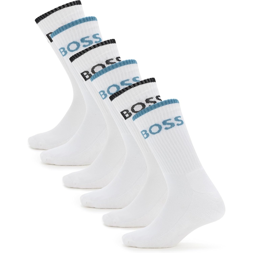 image:imageBOSS Mens Six Pack Quarter Length Socks With Banded BrandingWhite Crema
