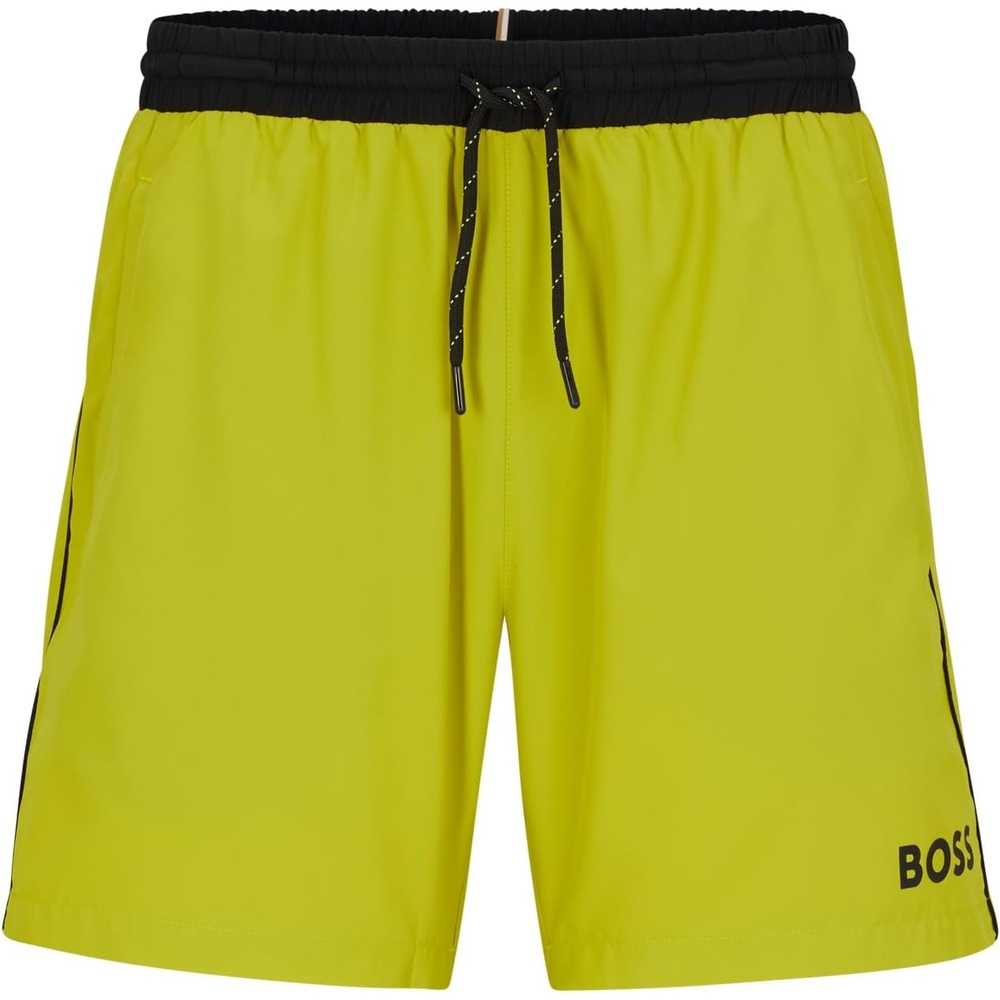 image:imageBOSS Mens Standard Medium Length Solid Swim TrunkCitronelle Yellow