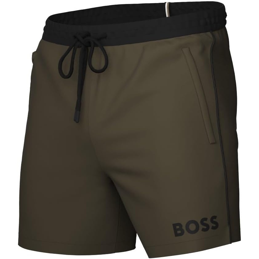 image:imageBOSS Mens Standard Medium Length Solid Swim TrunkFern Green