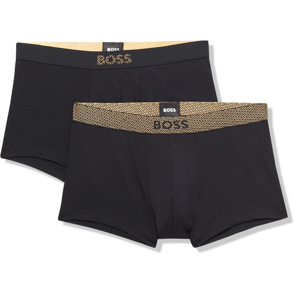 image:imageBOSS Mens Two Pack Metallic Effect Jersey Cotton TrunkBlack Crow