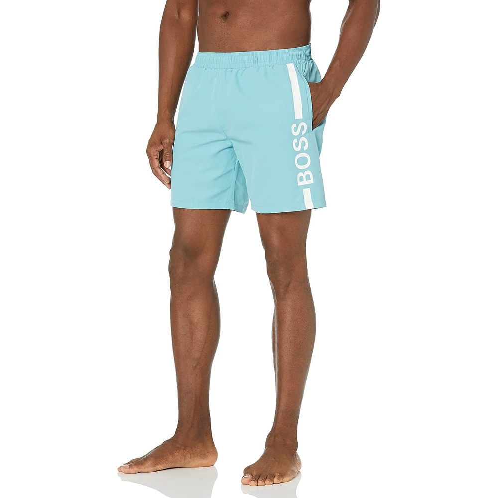 image:imageBOSS Mens Vertical Logo Swim TrunksIceberg Blue