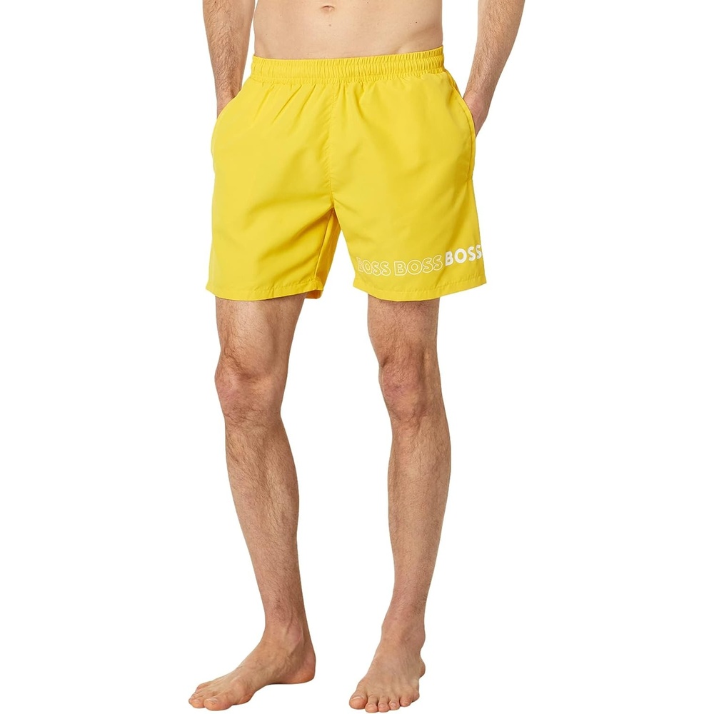 image:imageBOSS Mens Vertical Logo Swim TrunksPineapple Yellow