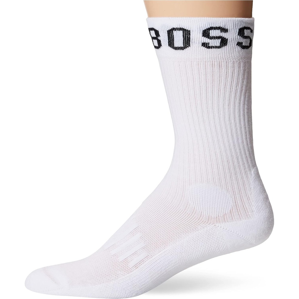 image:imageBOSS mens 2pack Bold Logo Solid Cotton SocksBlanche