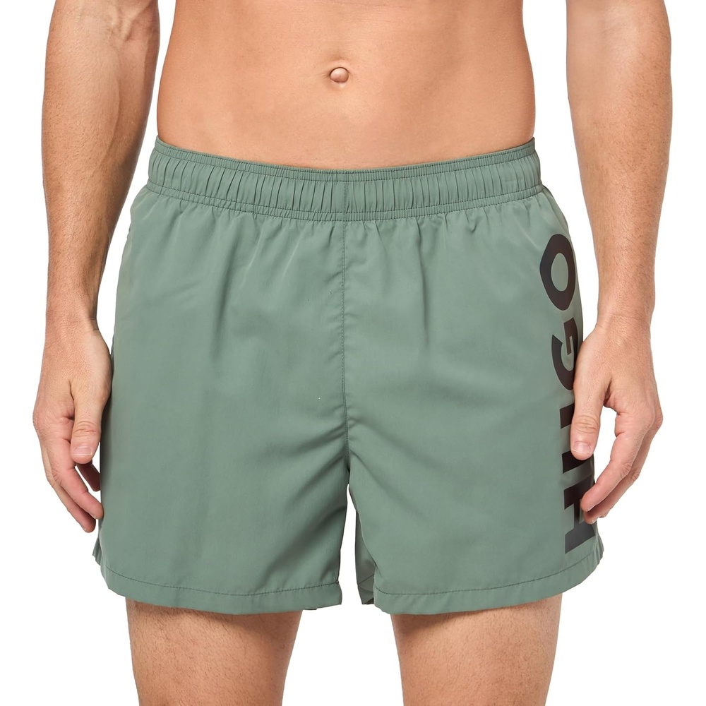 image:imageHugo Mens Vertical Logo Swim TrunksGreen Wreath