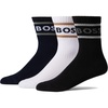image:imageBOSS Mens 3Pack Bold Logo Solid Cotton SocksBlack Soot  Light Dove Grey  Frost White  Tawny  Midnight Blue  Soft Moss Green