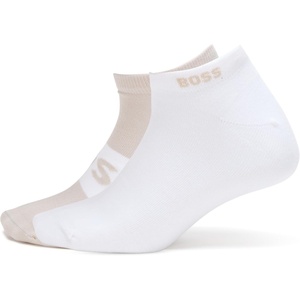 BOSS Men’s 2 Pack Big Logo Ankle Socks(Cashew/White)