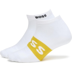 BOSS Men’s 2 Pack Big Logo Ankle Socks(Powder White)