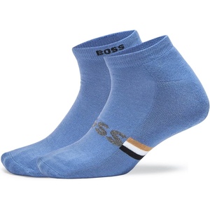 BOSS Men’s 2 Pack Iconic Bold Logo Combed Cotton Ankle Socks(Bijou Blue)