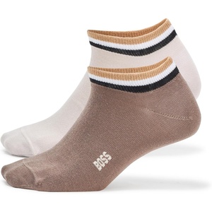 BOSS Men’s 2 Pack Iconic Stripe Ankle Band Socks(Cream/Cappuccino)